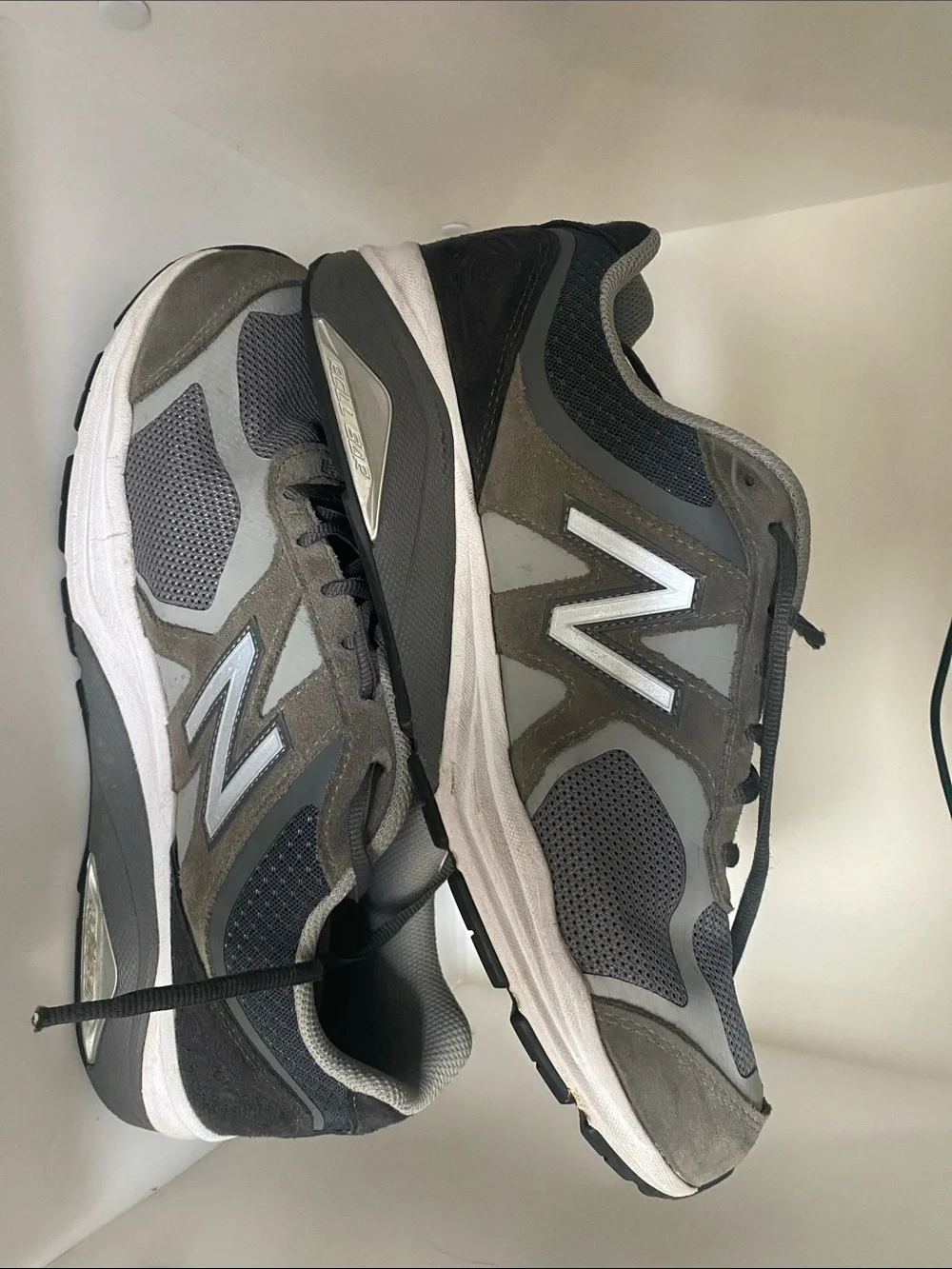 New Balance Gray Mesh & Suede Running Sneakers